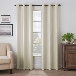 Eclipse Martina Solid Grommet Top Curtains for Bedroom, Single Panel, 40 in x 84 in, Taupe