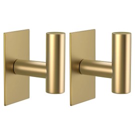 VAEHOLD Wall Towel Hooks, Heavy Duty Sticky Holder Waterproof Towel Hooks for Hanging Coat, Clothes, Closet Hook Wall Mount for Kitchen (Gold, Adhesive 2 Pack)