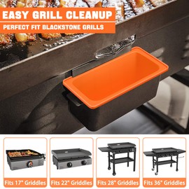 2 PCS Silicone Grease Cup Liners for Blackstone Griddle, Reusable Grease Catcher & Grease Gate Fits 17-22-28-36 Inch, Drip Pan Liners (Orange)