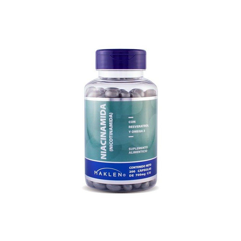 Niacinamida Resveratrol Maklen Omega Potente Formula Antienvejecimiento Apoyo Celular Energia