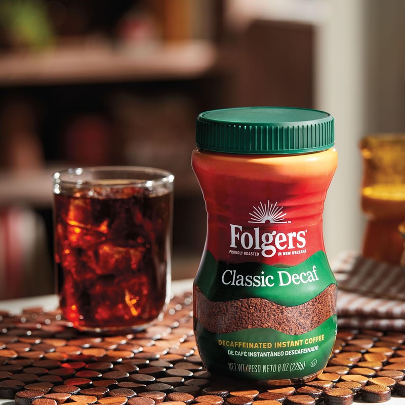 Folgers Classic Decaf Decaffeinated Instant Coffee Crystals, 8 Ounces
