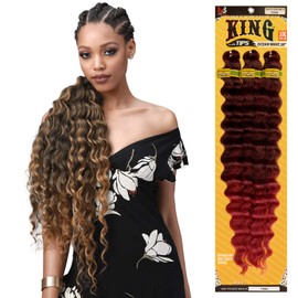 MULTI PACK DEALS! Bobbi Boss Synthetic Hair Braids Pre-Feathered 3X King Tips Ocean Wave 28" (1-PACK, T1B/BUG)