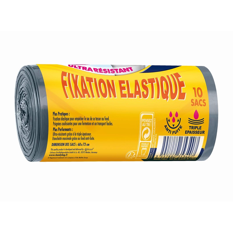 Handy Bag Roll Bin Liners, Push Handles, Elastic Fastening, Very