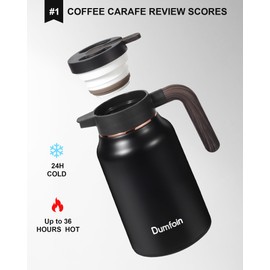 Carafes for Hot Liquids 51 oz - 12 Hour Stainless Steel Thermal Coffee Carafe-Insulated Coffee Carafes For Keeping Hot/Cold Coffee, Tea, Water, 1.5 Liter Beverage Dispenser(Black/Gold)