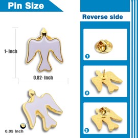6Pack Holy Spirit Dove Enamel Lapel Pin-Religious Christian Peace Dove pins Baptism, Confirmation, and Memorial Gifts White Gold Plated