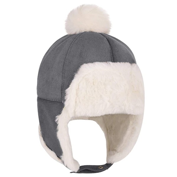 1-3Y Baby Winter Plush Hats Infant Ski Cap with Pompom