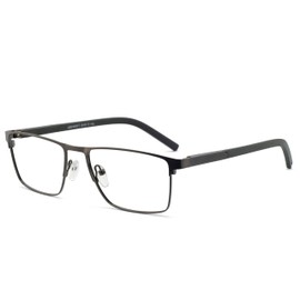 OCCI CHIARI Mens Rectangle Full-Rim Metal Black Non-prescription Clear Optical Glasses 54mm (A -Brown)