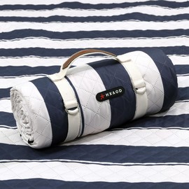 HX&OD Outdoor Picnic Blanket Extra Large, 80”x60” Waterproof Picnic Mat Foldable Camping Blanket Portable with Carry Strap for Beach Mat (Bule)