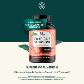 Omega Aceite Salmón Vitamina 180 Cápsulas Life360