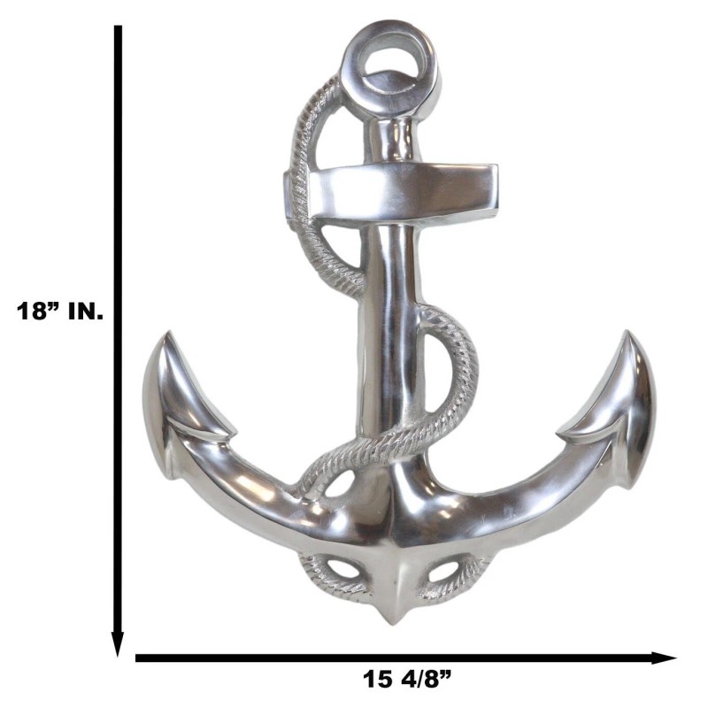 Nautical Ocean Marine Polished Aluminum Metal Ship Anchor Wall Decor