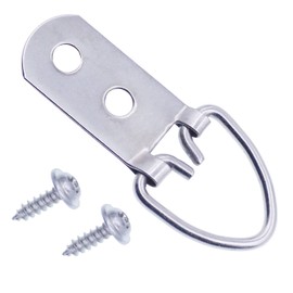 Heavy Duty D Ring Picture Hangers with Screws, 20 Pcs Large Wide D-Ring Picture Hanging Hardware, 2 Holes Picture Hooks for Paintings, Mirror, Clock, Decoration, Artwork Picture Frame