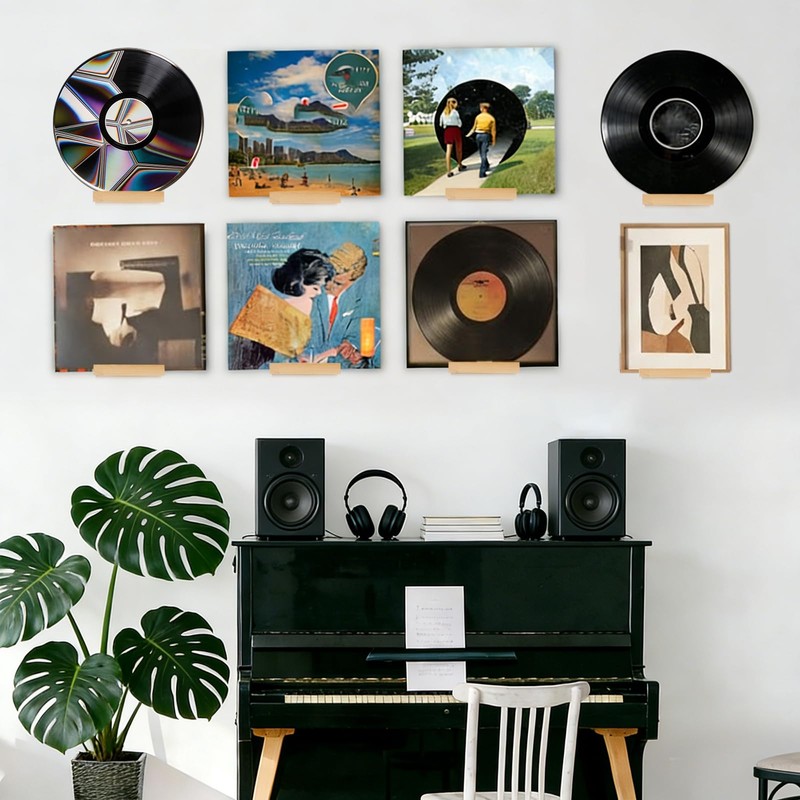 twinklemon 8PCS Vinyl Record Shelf Wall Mount Album Record Holder