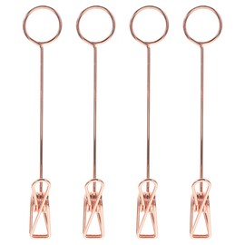 TEHAUX Memo Clips, Double Clips, 5.9 inches (15 cm), Rose Gold, Set of 4, Card Stand, Double Ended Photo Holder, Photo Holder, Place Card Holder, Metal Office Wedding Party Pop Display (15cm/4pcs)