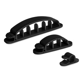 Cable Clips for Cord Organization - Self-Adhesive Clips - Durable Polypropylene Plastic - Multiple Colors - Various Sizes - Cord Organizer Set of Single - Triple - Sextuple Clips- Suit Different Wires