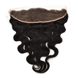 13x4 Lace Frontal Closure 100% Unprocessed Brazilian Straight Human Hair Transparent Lace Frontal Closure Ear To Ear Real Human Hair Bady Wave Front Closures (Body Wave Hair-Natural Black, 14’‘)