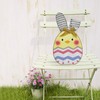 K KILIPES Easter Wood Bunny Sign Table Top Colorful Egg