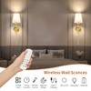 Battery Operated Wall Sconces Set of 2, Gold Rechargeable Wall