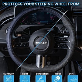 ESALFAUTO Custom-Fit for Toyota Steering Wheel Cover, Microfiber Leather Car Steering Wheel Cover Protector, Non-Slip, Durable for Camry Rav4 Corolla Highlander Avalon Interior (B-Style,for Toyota)