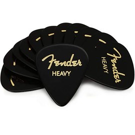 Fender® 351 Shape Classic Picks Celluloid Plectrums - Shape: 351 - Pack of 12 - Thickness: Heavy - Colour: Black