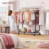 Hoctieon 2-Minute Assembly Double Rod Clothes Rack, Heavy Duty Rolling