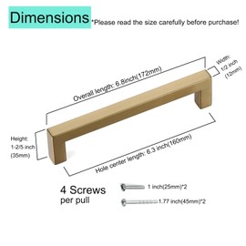 Aibeli 30 Pack Champagne Gold Cabinet Pulls 6.3 Inch Hole Center(160mm) Brushed Champagne Drawer Pulls Stainless Steel Cupboard Handles Modern Kitchen Handles for Cabinets and Drawers