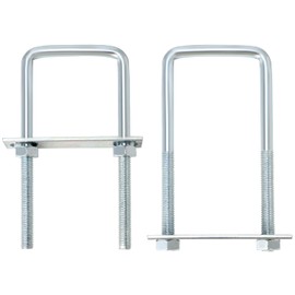 QWORK® Pack of 2 Lashing Brackets U Bracket M10 Galvanised Steel – 60 x 150 mm – with Counter Plate & M10 Nuts – Lashing Bracket for Trailers, Trucks, Vans, Roof Rack