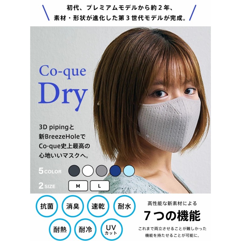 Co-que Dry Mask for Easy Breathing, Prevents Fogging, Prevents Stuffy,