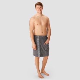 Schiesser Rome Sauna Kilt for Men Made of Absorbent Terry Cotton, Made in Green, Certified, Colour: Dark Grey, Size: 46-54