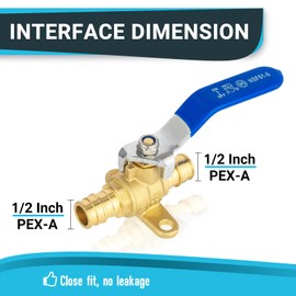 (Pack of 20) Seelink 1/2 Inch PEX-A Expansion Drop Ear Ball Valve, Brass Shut Off Valve for Pex-A Pipe Connection, ASTM F1960, Blue