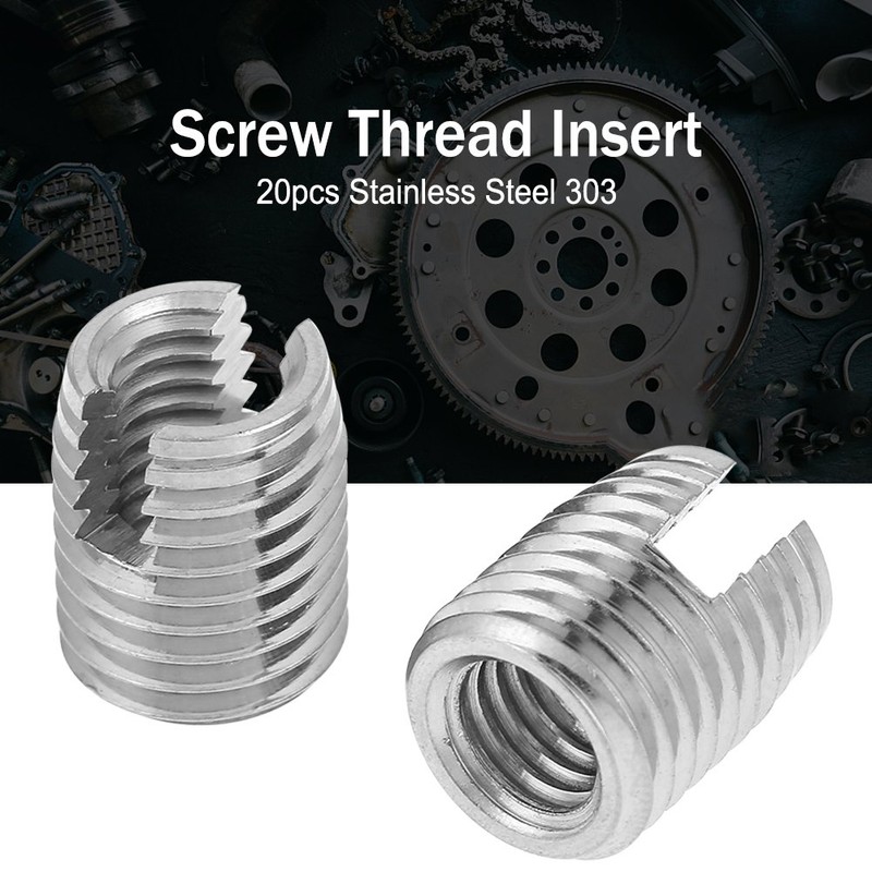 SUS303 Stainless Steel Threaded Inserts, Self-Tapping Slot Thread Insert Nuts