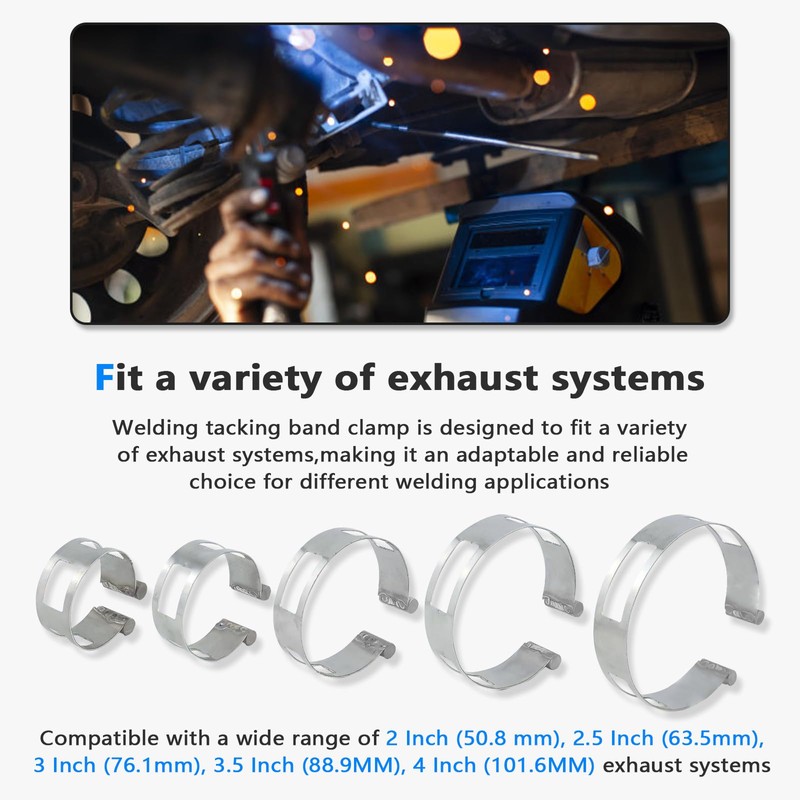 5PCS Stainless Steel Welding Tacking Band Clamp,Clamp-On Exhaust Pipe Tacking
