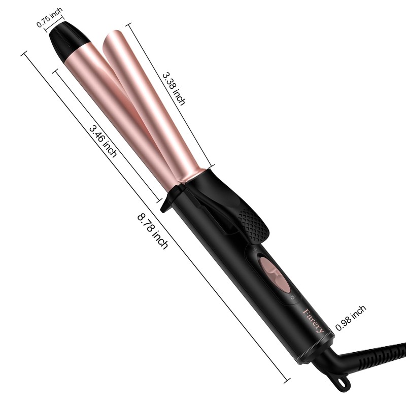 FARERY Travel Curling Iron for Short Hair, 3/4 Inch, Dual