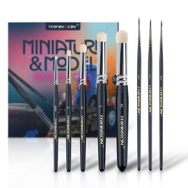 Transon 8pcs Miniature Painting Dry Brush Set with 5 Drybrushes and 3 Small Detail Brushes for Model Making and Miniature Model Painting