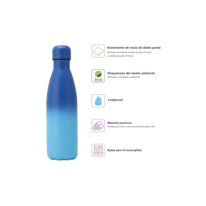 17oz500ml-Botellas de Agua de Acero Inoxidable (Azul)
