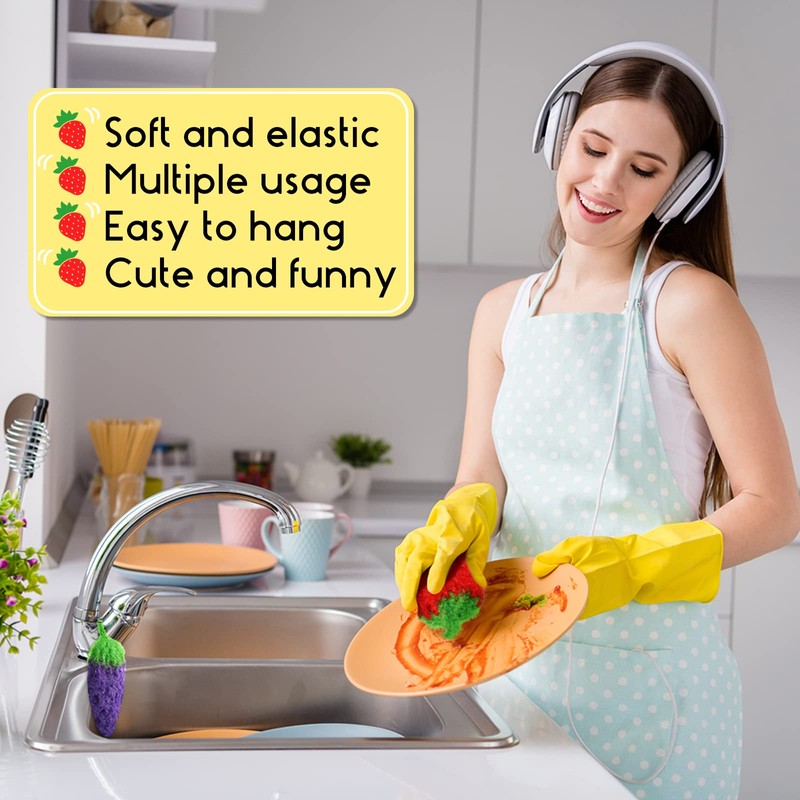 Vesici 10 Pieces Fruit Dish Scrubber Non Scratch Cleaning Sponge