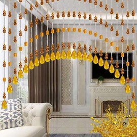 Rekelola Beaded Curtain for Doorways,Hanging Glass Clear Crystal Door Beads Curtains for Windows Room Divider Bedroom Coffee House (25 Strings Peace Bead)