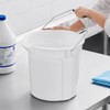 Round Bucket, 14 Qt, White, HDPE Construction, with Pour Spout