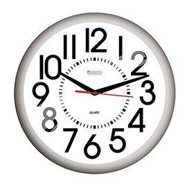 Taylor Precision 6760 Patio Clock, 13-1/4" Dia., Big and Bold Style, in/Out Round dial Clock, White Bezel, All Metal Construction, Requires (1) AA Battery (not Included)