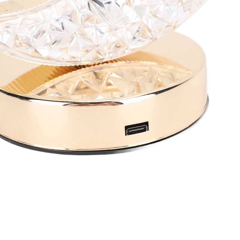 Bedside Table Lamp Crystal Moon Shape Cordless Rechargeable Long Touch