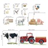 wondever Farm Animals Cow Wall Stickers Red Truck Roosters Peel