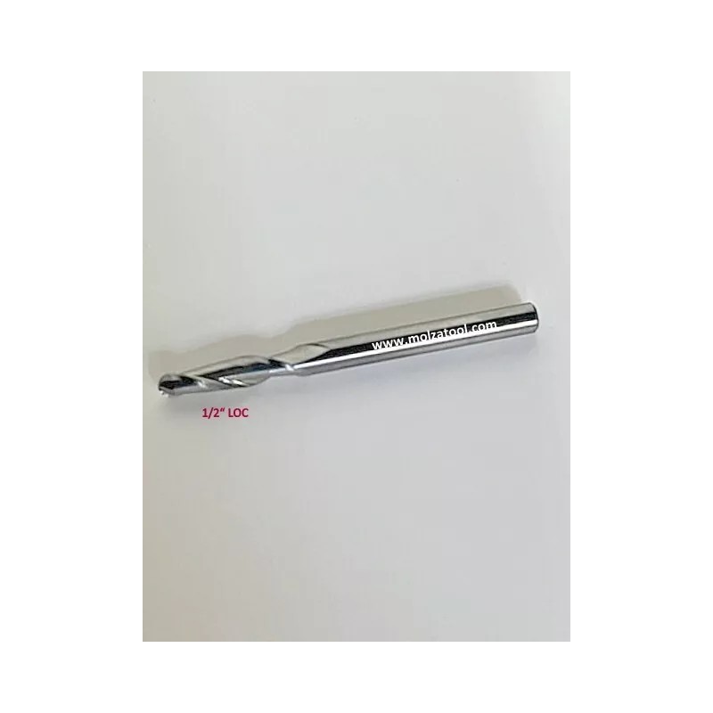 MOLZA TOOL CARBIDE END MILL 1/8 DIAMETER 2 FLUTE BALL