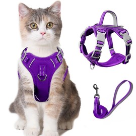 Cat Harness and Leash Set for Walking Escape Proof for Small Large cat Kitten Harness with ID tag Pocket (Purple,S)