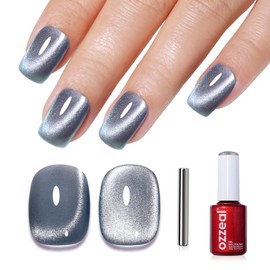 Cat Eye Gel Nail Polish, 0.5 Fl Oz Sliver Blue Magnetic Nail Gel Polish With Magnet UV LED Holographic Glitter Diamond Shimmer Sparkle DIY Manicure