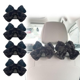 LZKZPY Cute Bow Car Seat Headrest Hook for Purses and Bags,Car Seat Headrest Hook Hanger Storage Organizer Universal for Handbag Purse Coat (Black-2)