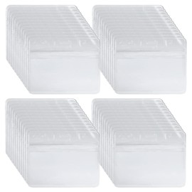 200 Name Badges Holders Plastic Card Holder Transparent Horizontal Waterproof Name Tag Badge ID Card Holders ID Badge Card Plastic Wallets Pocket Holder Double Sided Badge Holders Lanyard Card Holder