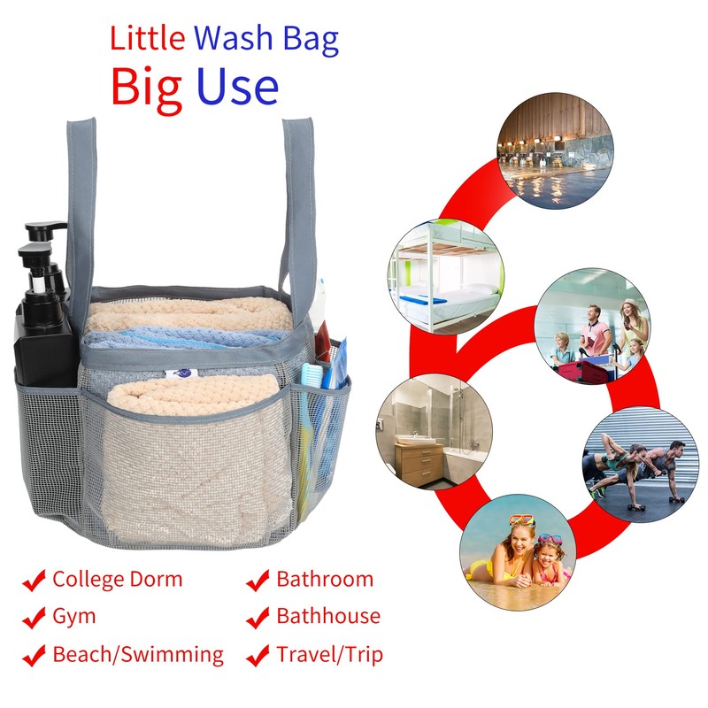 Nvatorfox Haundry Mesh Shower Caddy Tote Hanging Portable Toiletry Bag