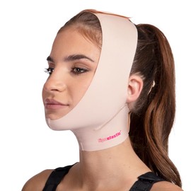 Lipoelastic - FM 02 - Face Compression Clothing (Men and Women) - Post-operative Period - Plastic, Aesthetic Surgery, Facial Surgery of Chin, Double Chin, Jaw (Black, M)