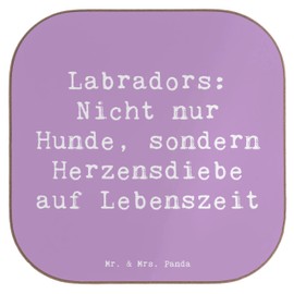 Mr. & Mrs. Panda Glasuntersetzer Spruch Labrador Herzensdiebe - Geschenk, Vierbeiner, Holzuntersetzer, Bierdeckel, Familienhund, Getränkeuntersetzer,