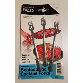 Ekco VINTAGE EKCO STAINLESS STEEL EKS7 CHEVRON SEAFOOD COCKTAIL FORKS NEW NOS USA