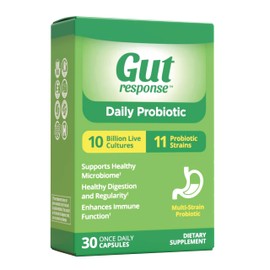 Gut Response Daily Probiotic for Men & Women, Slows Digestive Aging, Boosts Immune System, Reduces Bloating, Non-GMO, Gluten Free & Soy Free, 10 Billion CFU, 30 Capsules